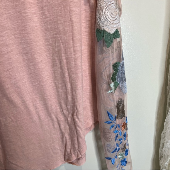 Free people Take Me Away embroidered Twofer Tee T Shirt top - Picture 7 of 7